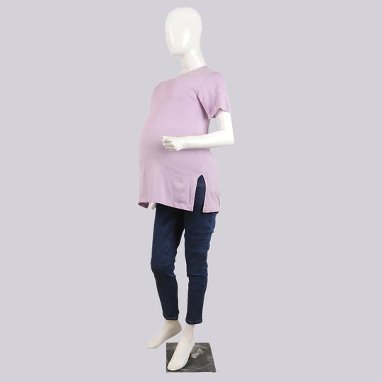 Women's Maternity V Neck T-Shirt - Light Purple