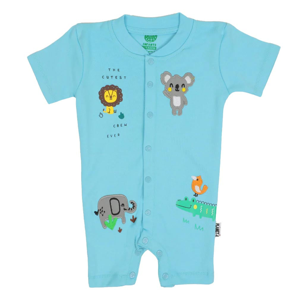 Infant Boys Knitted Romper Cutest Crew - Light Blue