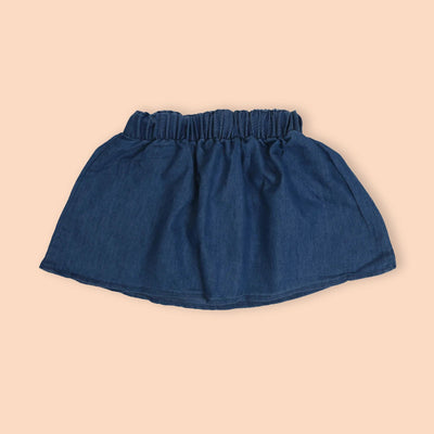 Heart Denim Skirt For Girls - Ice Blue