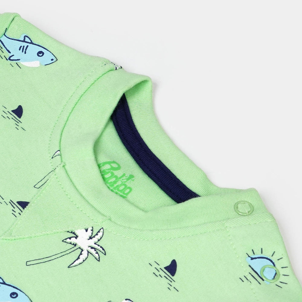 Infant Boys Cotton Set 2Pcs Beach Shark - Sea Green