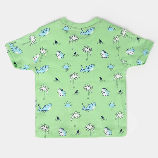 Infant Boys Cotton Set 2Pcs Beach Shark - Sea Green