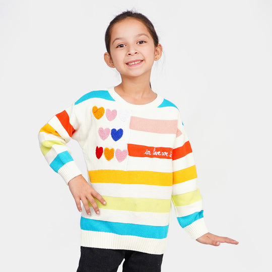 Girls Sweater Yarn Dyed - Multi