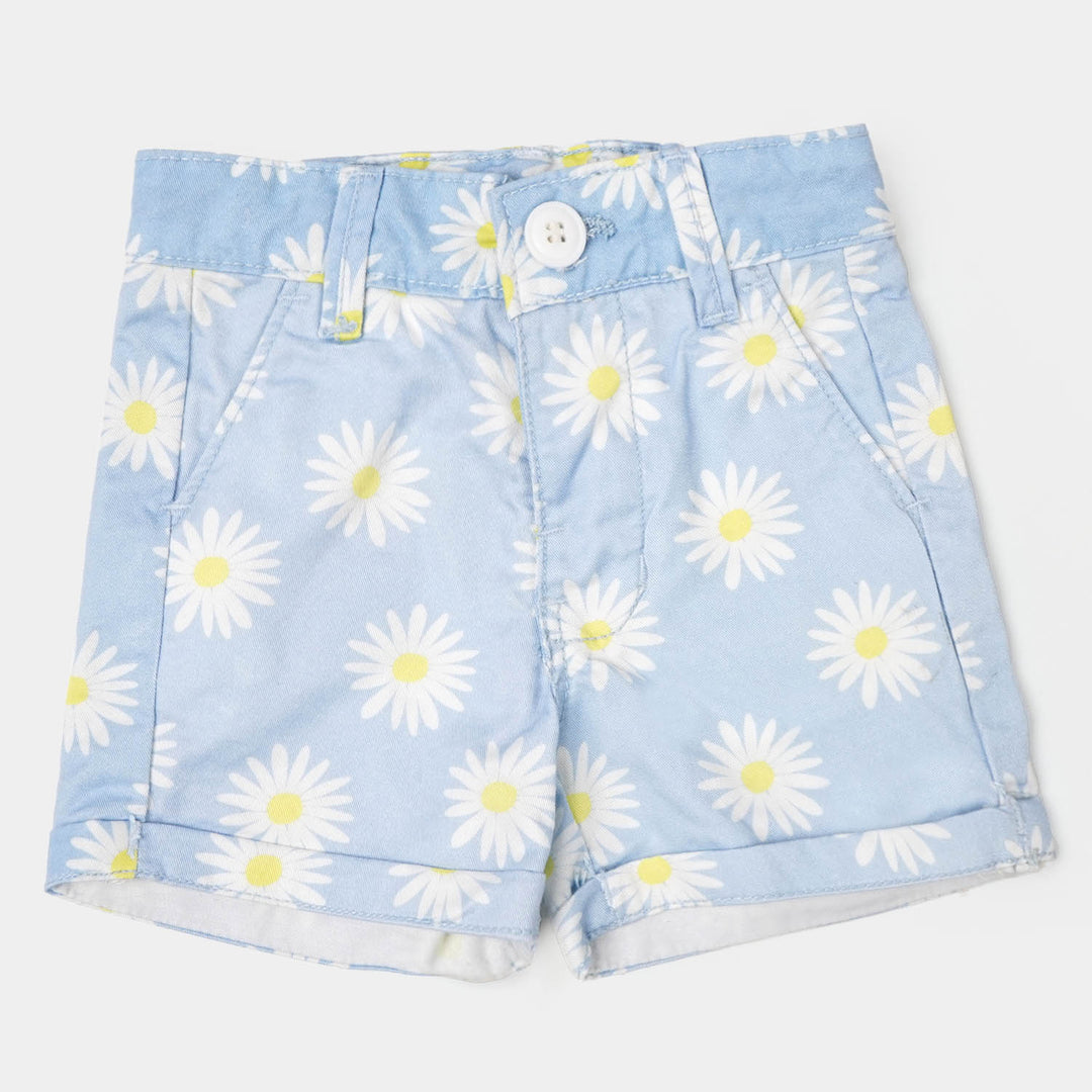 Infant Girls Cotton Short Flower - SKY BLUE