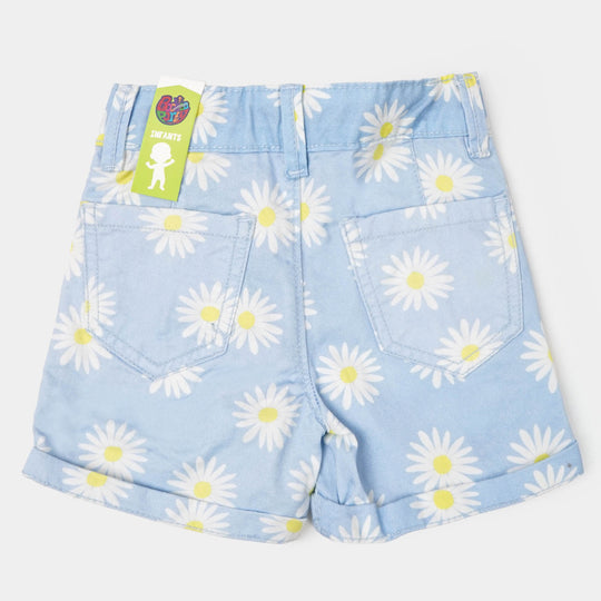 Infant Girls Cotton Short Flower - SKY BLUE