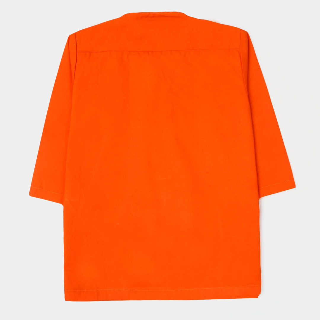 Infant Boys Cotton Basic Kurta - ORANGE
