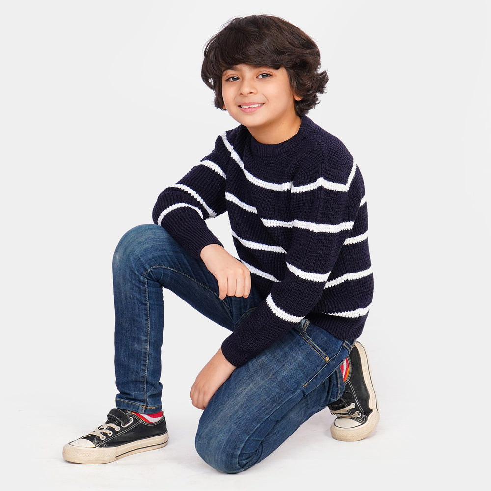 Boys Sweater Thin Stripe - Black