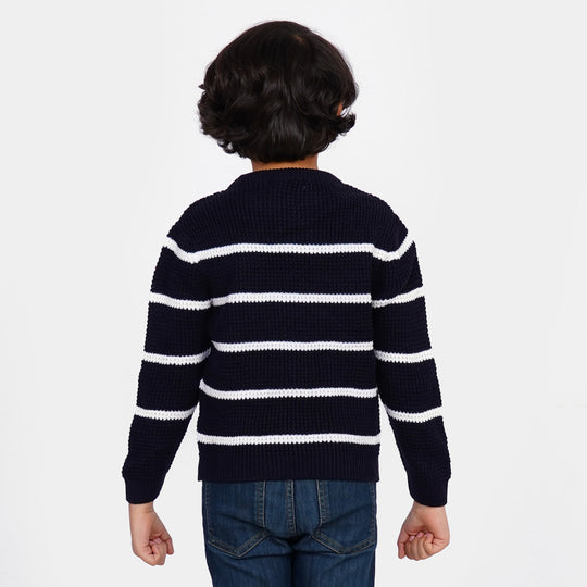 Boys Sweater Thin Stripe - Black