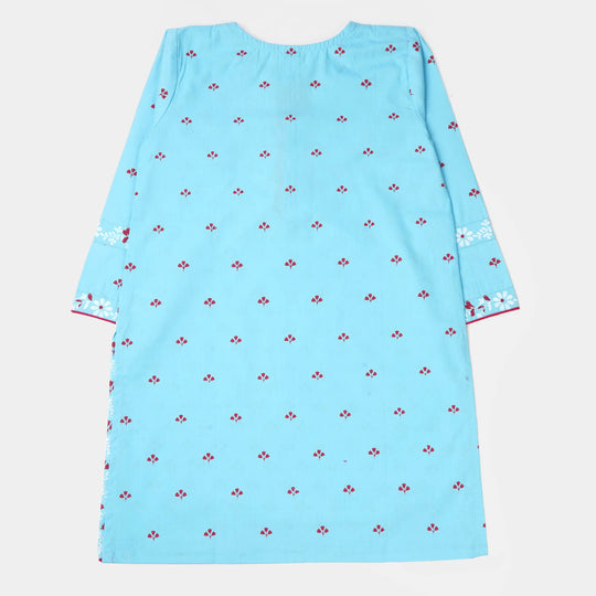 Teens Girls Cotton Flower Printed 2Pcs Suit Grace - Sky Blue