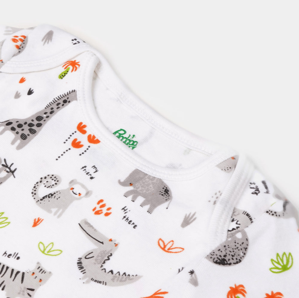 Infant Boys Rib Rompers 3PCs Set Wild Animal - Multi