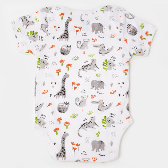 Infant Boys Rib Rompers 3PCs Set Wild Animal - Multi