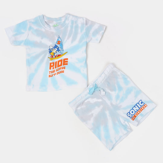 Boys Cotton Set 2Pcs Cloud Tie Dye - White