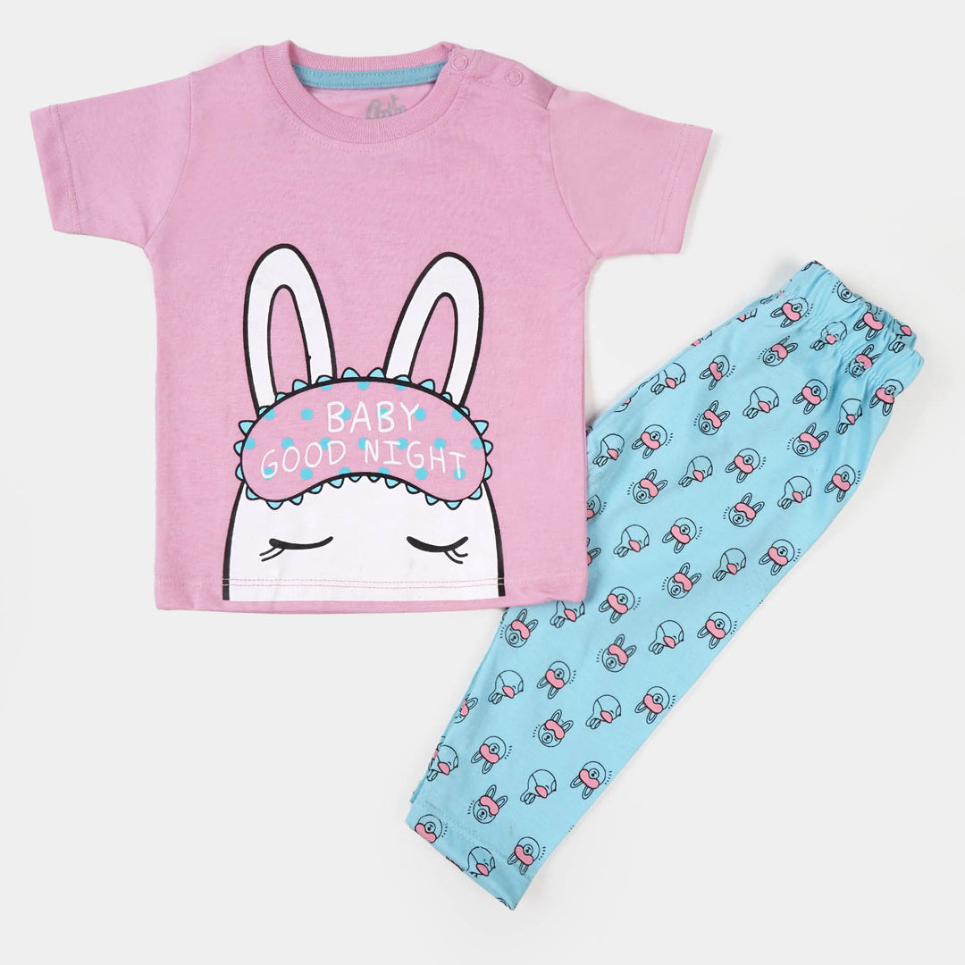 Infant Girls Knitted Night Suit Baby Night - Light Pink
