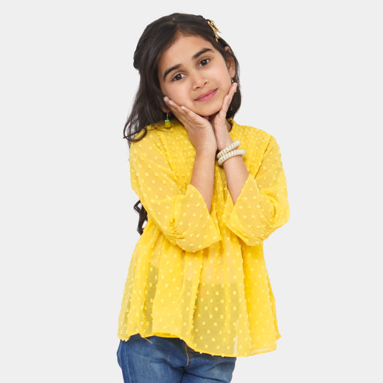 Girls Chiffon Casual Top Smoke - Yellow