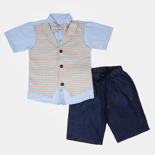 Boys Cotton Suit - Multi Stripe