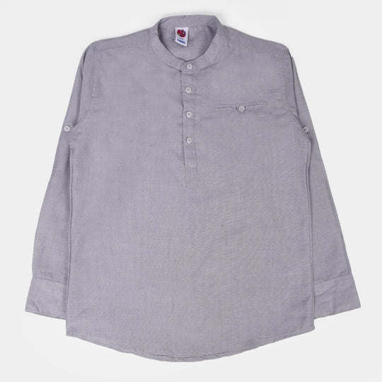 Boys Casual Shirt Half Placket - GREY