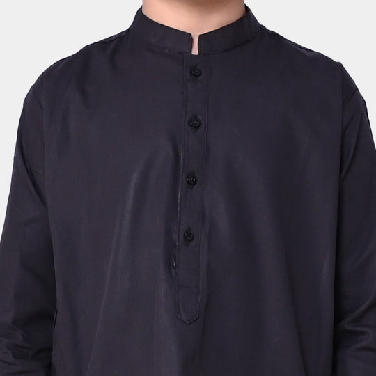 Boys Viscose Basic Kurta - BLACK