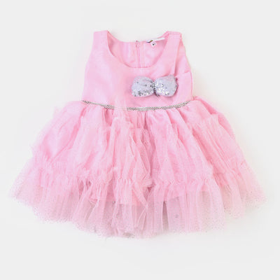 Infant Girls Fancy Frock Glittery - Pink