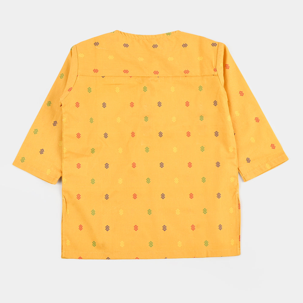 Infant Cotton Boys Printed Kurta - Yellow