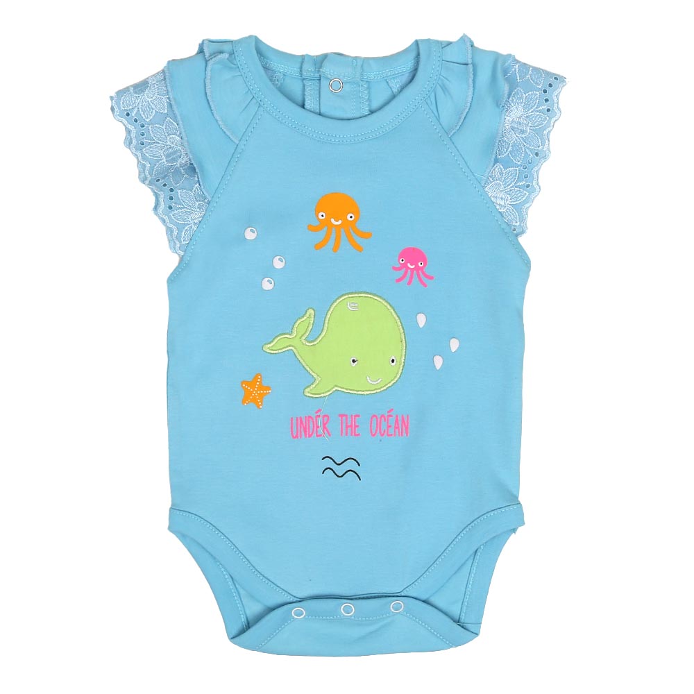 Infant Girls Knitted Romper Ocean - Blue