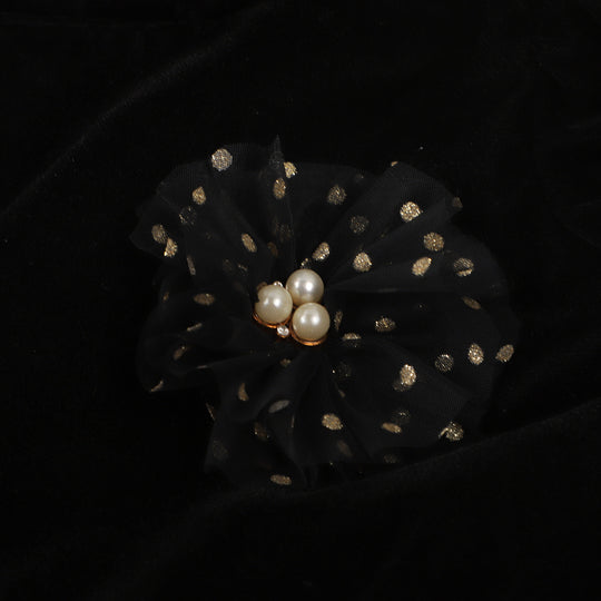 Girls Fancy Frock Velvet Flower - BLACK