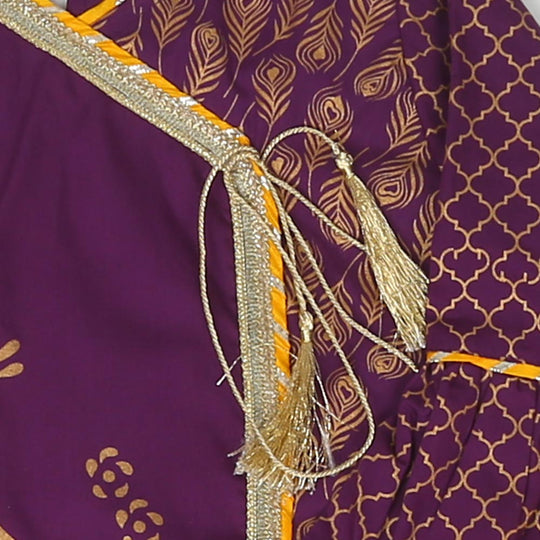 Girls 3Pcs Fancy Golden Peacock - Purple