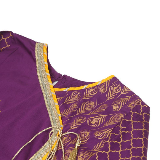 Girls 3Pcs Fancy Golden Peacock - Purple