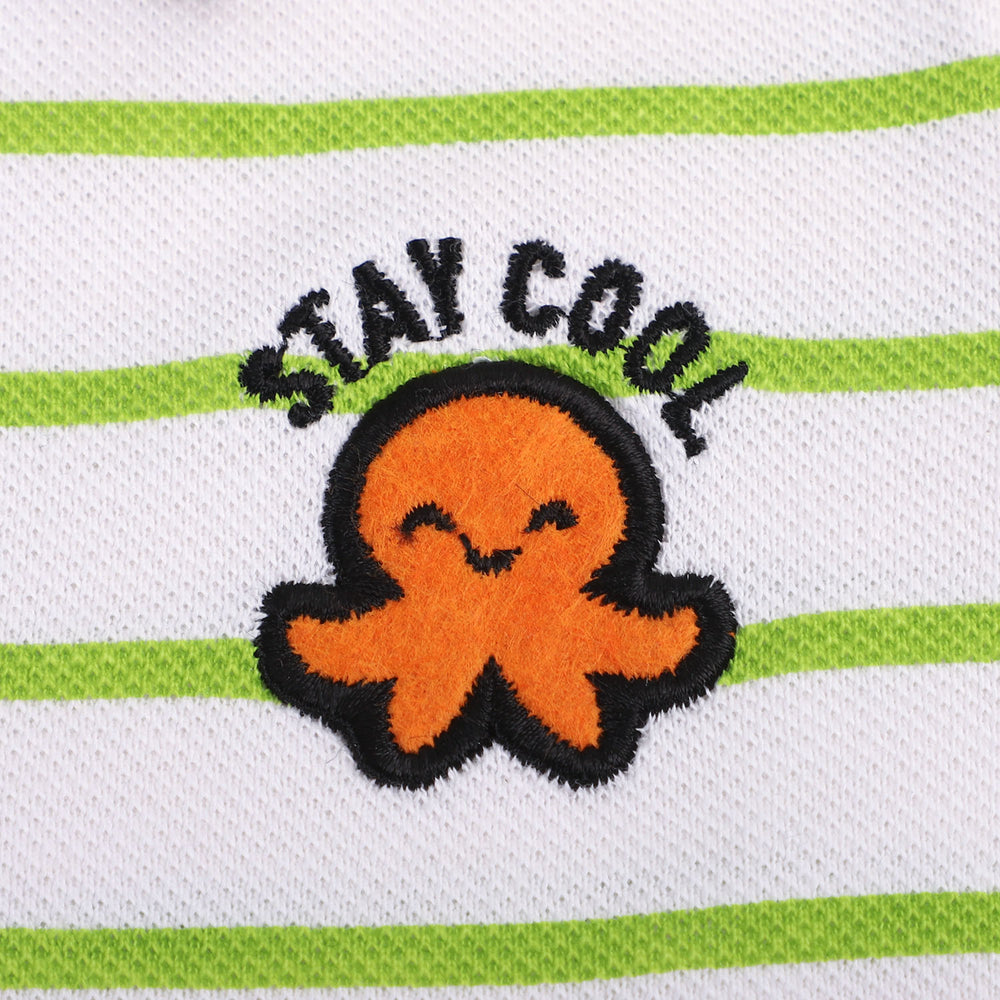 Infant Boys Cotton Polo Stay - Green/White