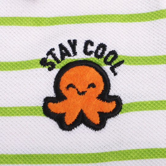 Infant Boys Cotton Polo Stay - Green/White