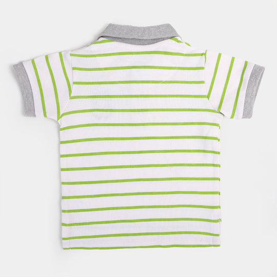 Infant Boys Cotton Polo Stay - Green/White