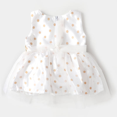 Infant Girls Fancy Frock Glitter Dots - White
