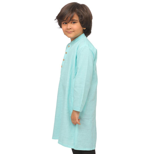 Boys Basic Kurta Slub - Aqua