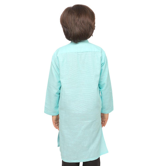 Boys Basic Kurta Slub - Aqua