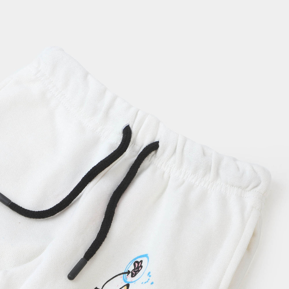 Girls Cotton Terry Pyjama Party Mood - Off White