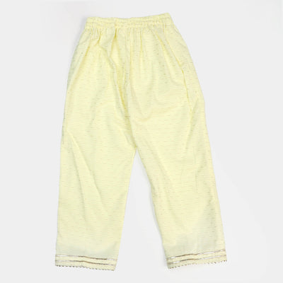 Girls Cotton Jacquard 2Pcs Suit Shine - L. Yellow