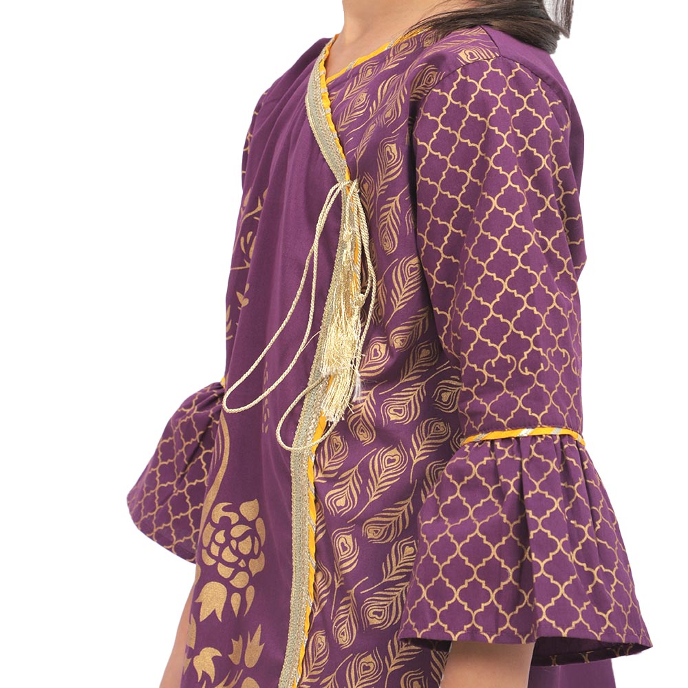 Girls 3Pcs Fancy Golden Peacock - Purple