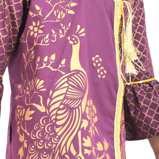 Girls 3Pcs Fancy Golden Peacock - Purple