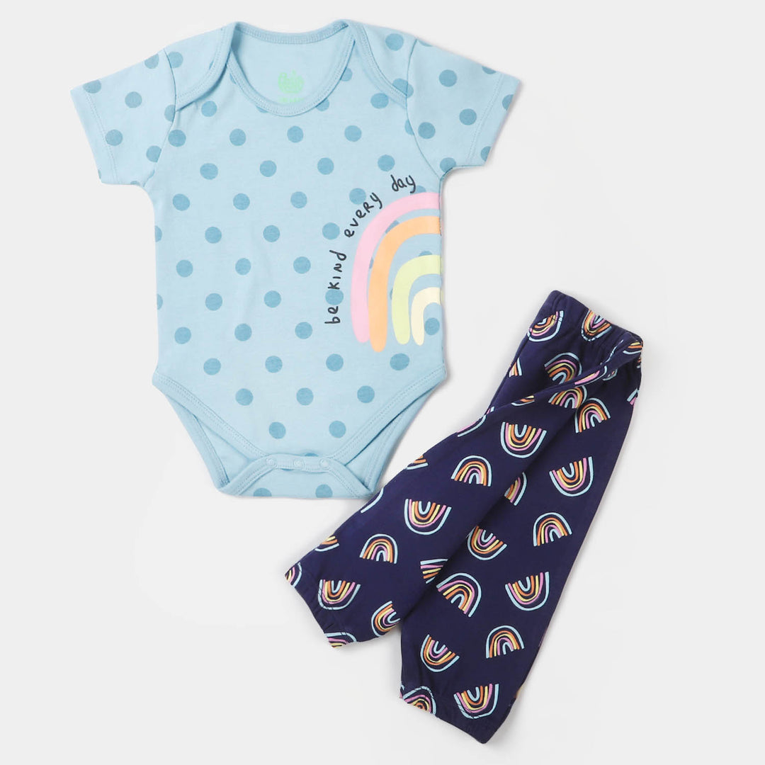 Infant Girls Cotton Suit 2 PCs Be Kind - Atomizer/Navy