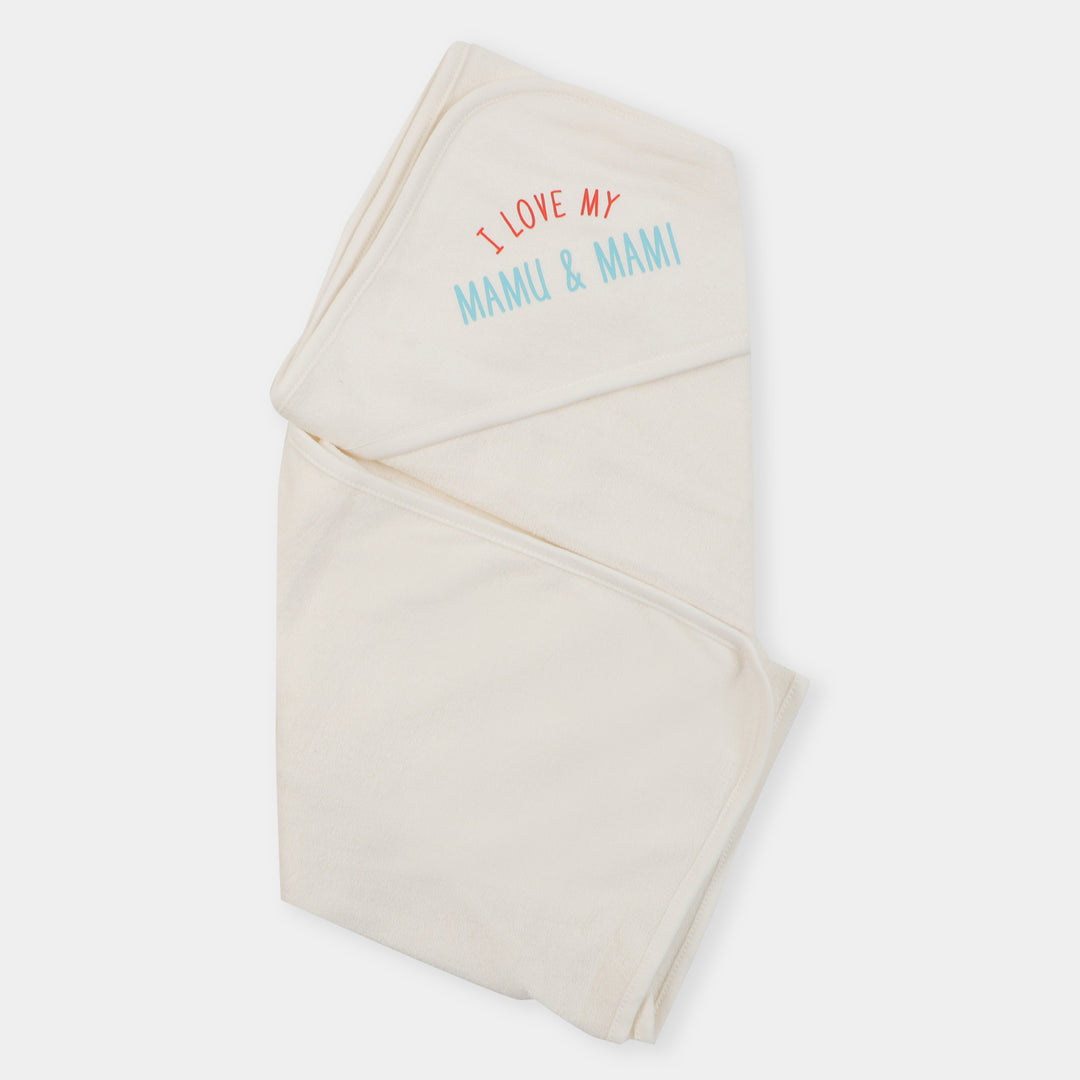 Infant Baby Bath Towel Mamu & Mami - White