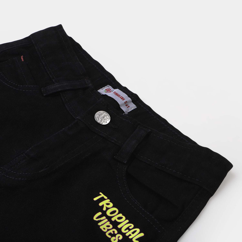 Girls Denim Skirt Tropical Bird - Black