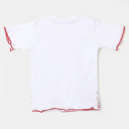 Infant Girls Cotton T-Shirt Garden - White