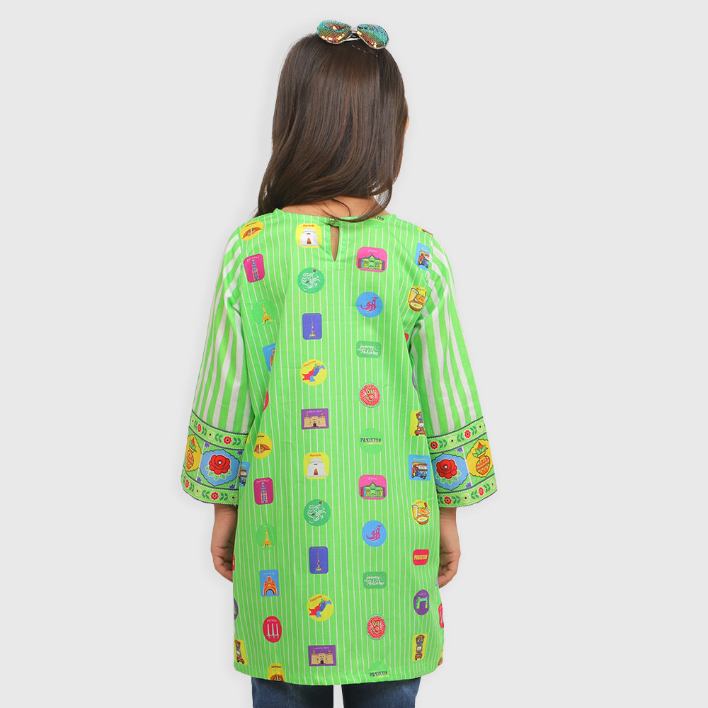 Girls Independence Kurti Hamara Pakistan - Green