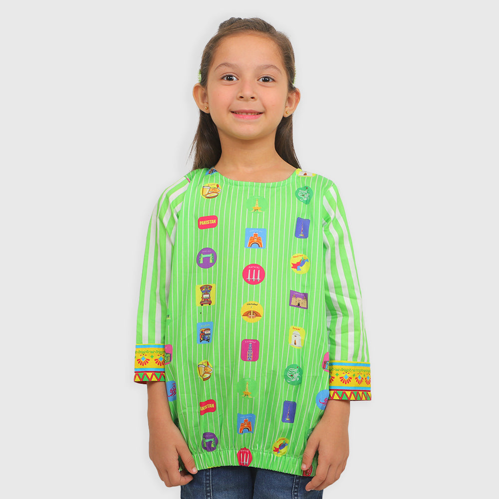 Girls Independence Top Hamara Pakistan - Green