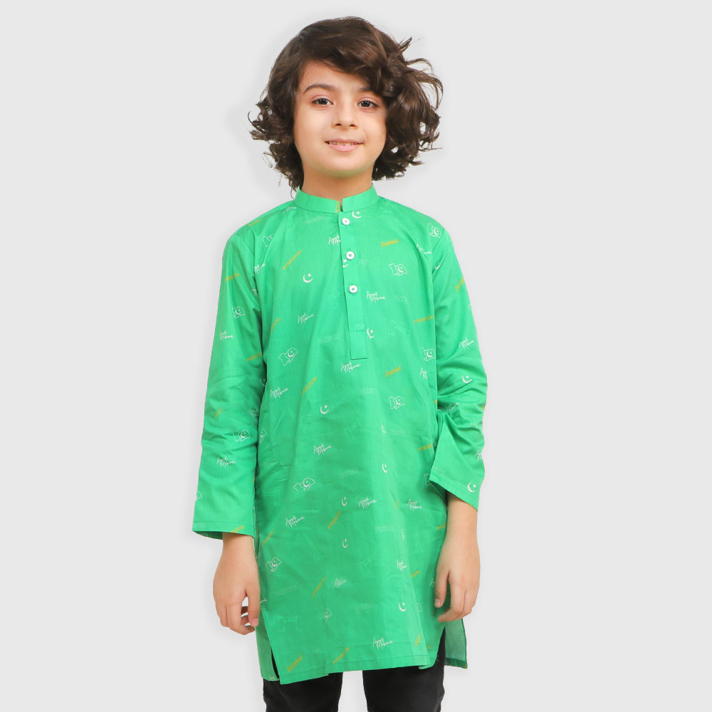 Boys Independence Basic Kurta Azadi Mubarak - Green