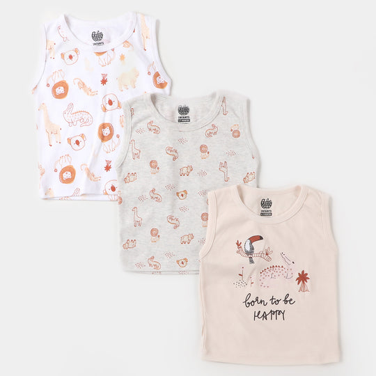 Infant Boys Cotton Sando 3 PCs Set | Safari