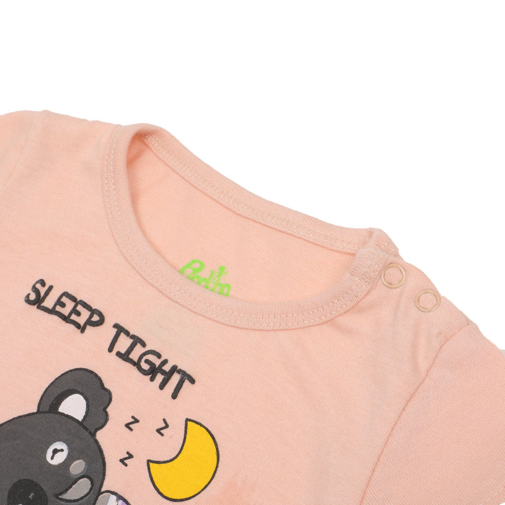 Infant Girls Knitted Night Suit SLEEP TIGHT - Pearl