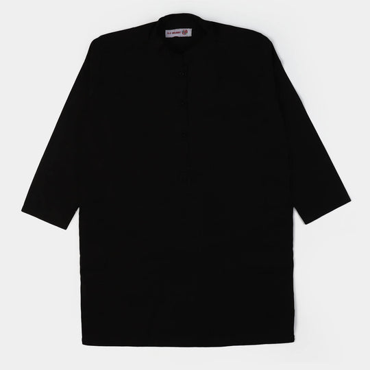Boys Viscose Basic Kurta - BLACK