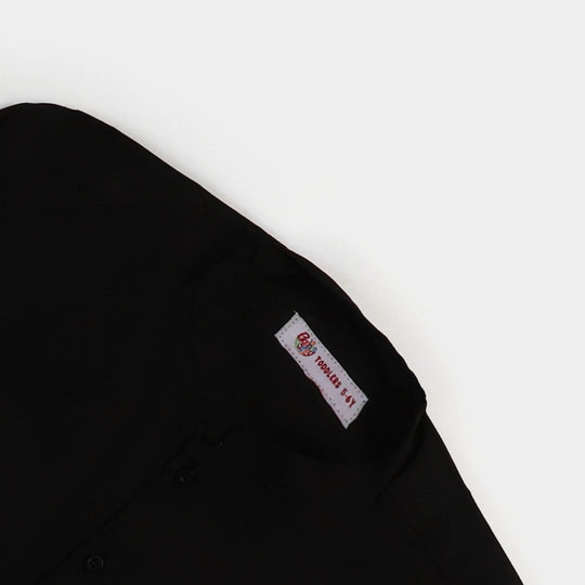 Boys Viscose Basic Kurta - BLACK