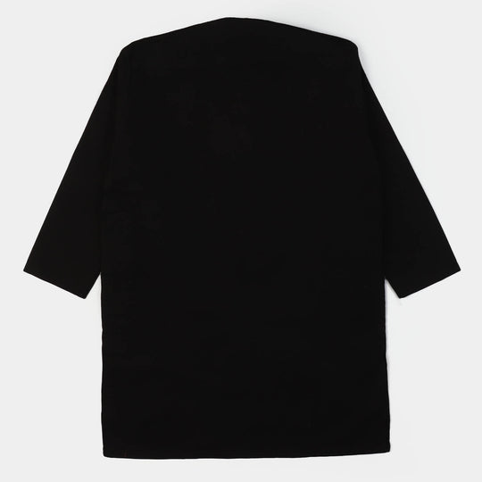 Boys Viscose Basic Kurta - BLACK