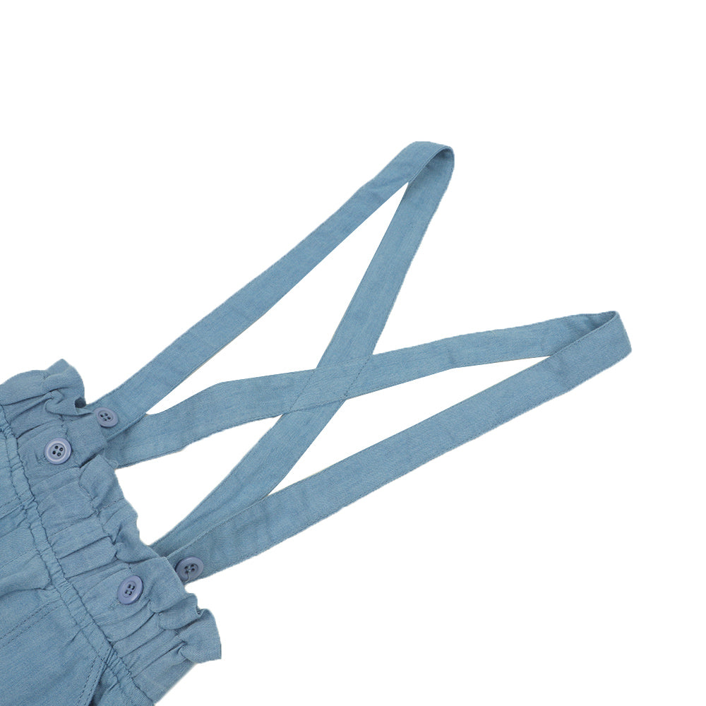 Infants Girls Short Denim Dungaree - Ice Blue