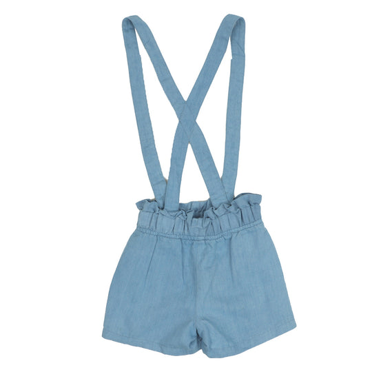 Infants Girls Short Denim Dungaree - Ice Blue